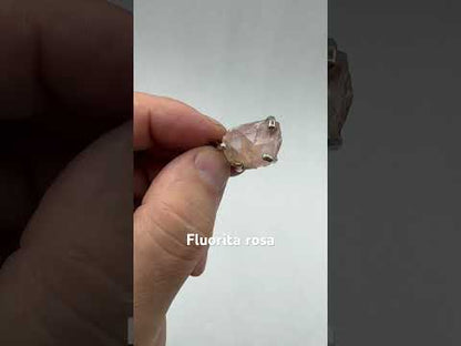 Fluorita rosa colgante en plata de ley