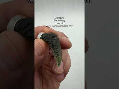 Moldavita tectita impactita colgante plata de ley
