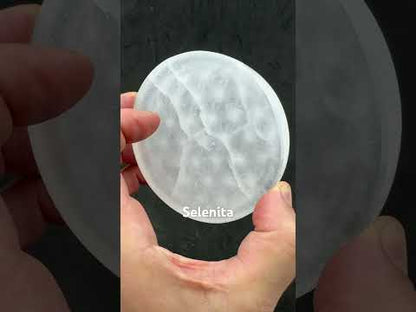 Selenite Flower of Life plaque and other symbols
