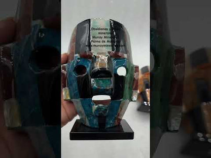 Máscara ceremonial mosaico obsidiana y otros minerales