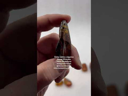 Colgantes de ambar báltico en cordón de piel