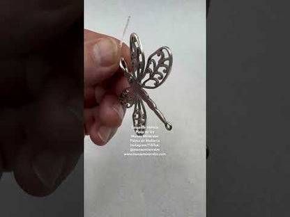 Libélula colgante plata de ley