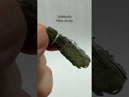 Moldavita tectita impactita colgante plata de ley