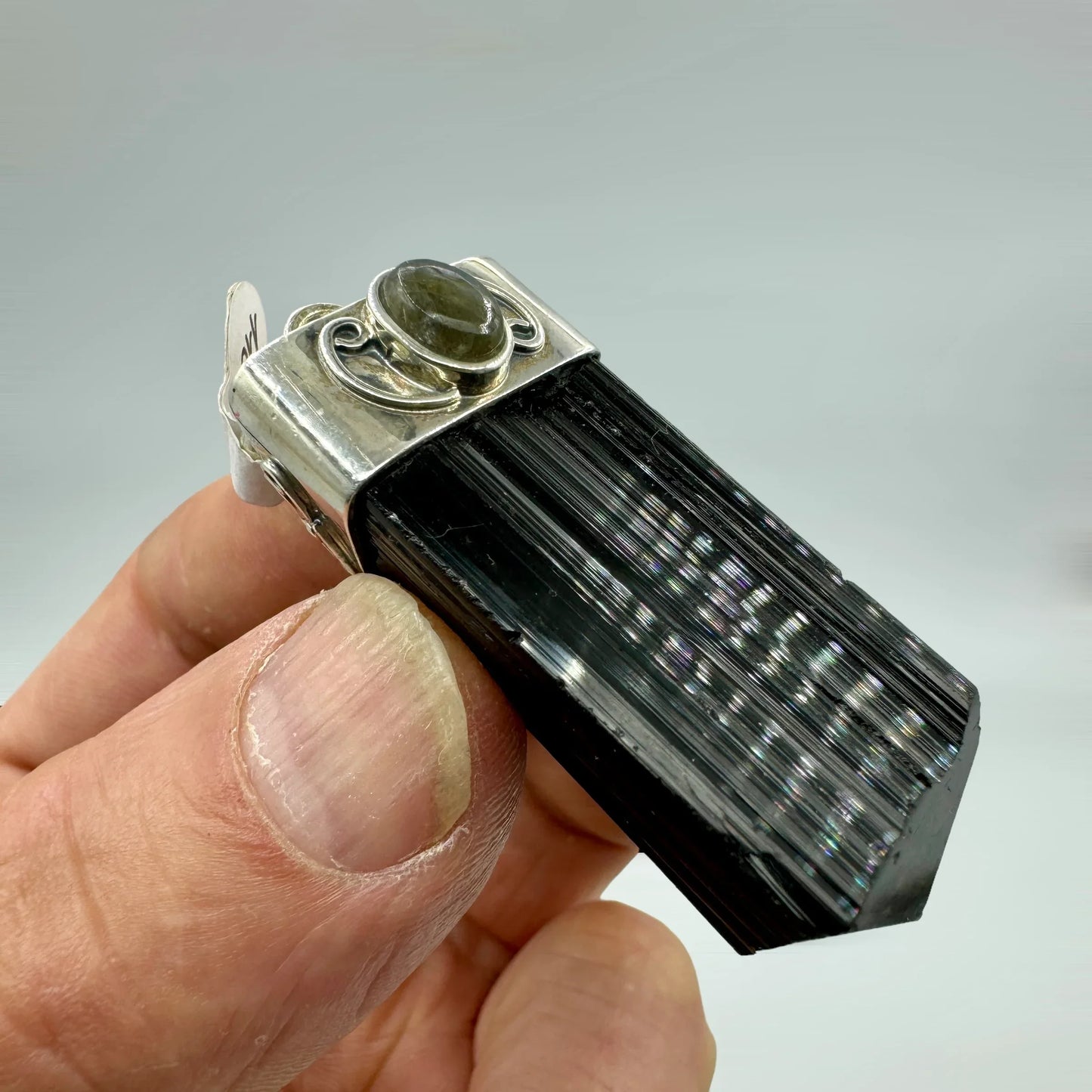 Turmalina negra colgante en plata de ley - MUNAY MINERALES MALLORCA